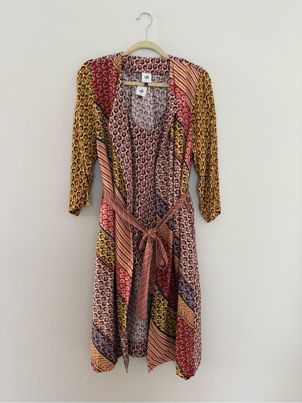 Cabi Mixed Print Midi Dress & Matching Slip Set Size S/M